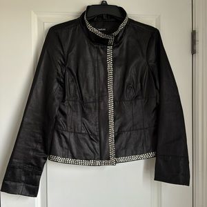 BEBE STUDDED SATIN JACKET MOTO SZ SMALL
